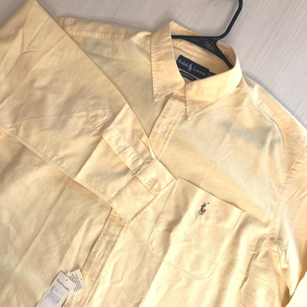 Ralph Lauren Mens Classic Fit Yellow Oxford Shirt NWT XL Preppy Button Down